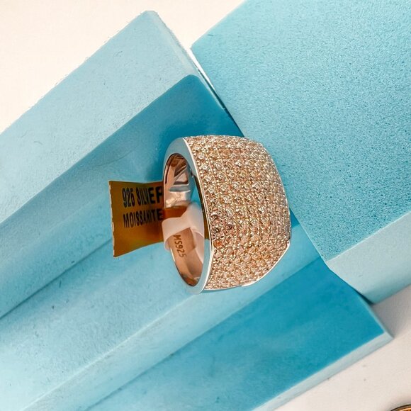 925 Sterling Sliver Moissanite Rectangle Designer Ring, 1.70ctw VVS Stones Hip H - Picture 3 of 8